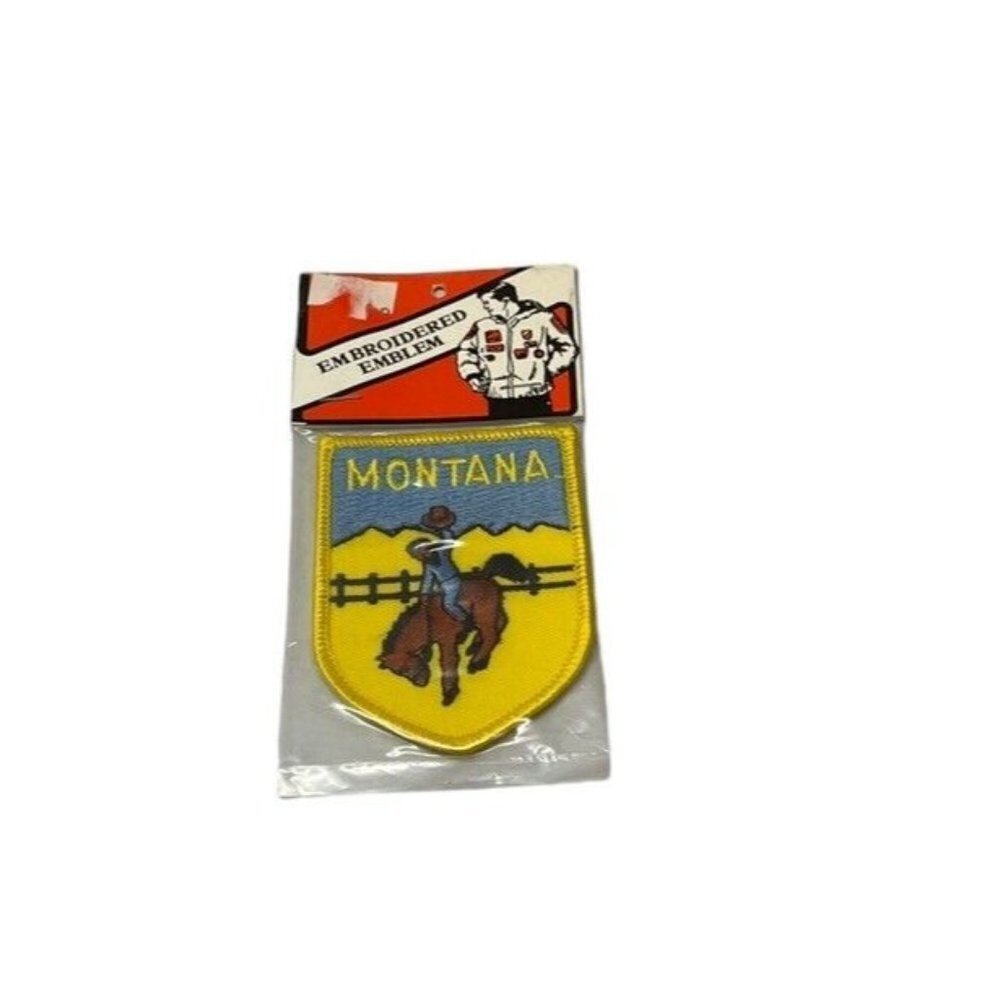 Vintage Montana Jacket Patch Cowboy Bucking Bronco Horse Travel Souvenir NOS